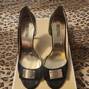 Michael Kors Black Petent Leather Gold Heels
